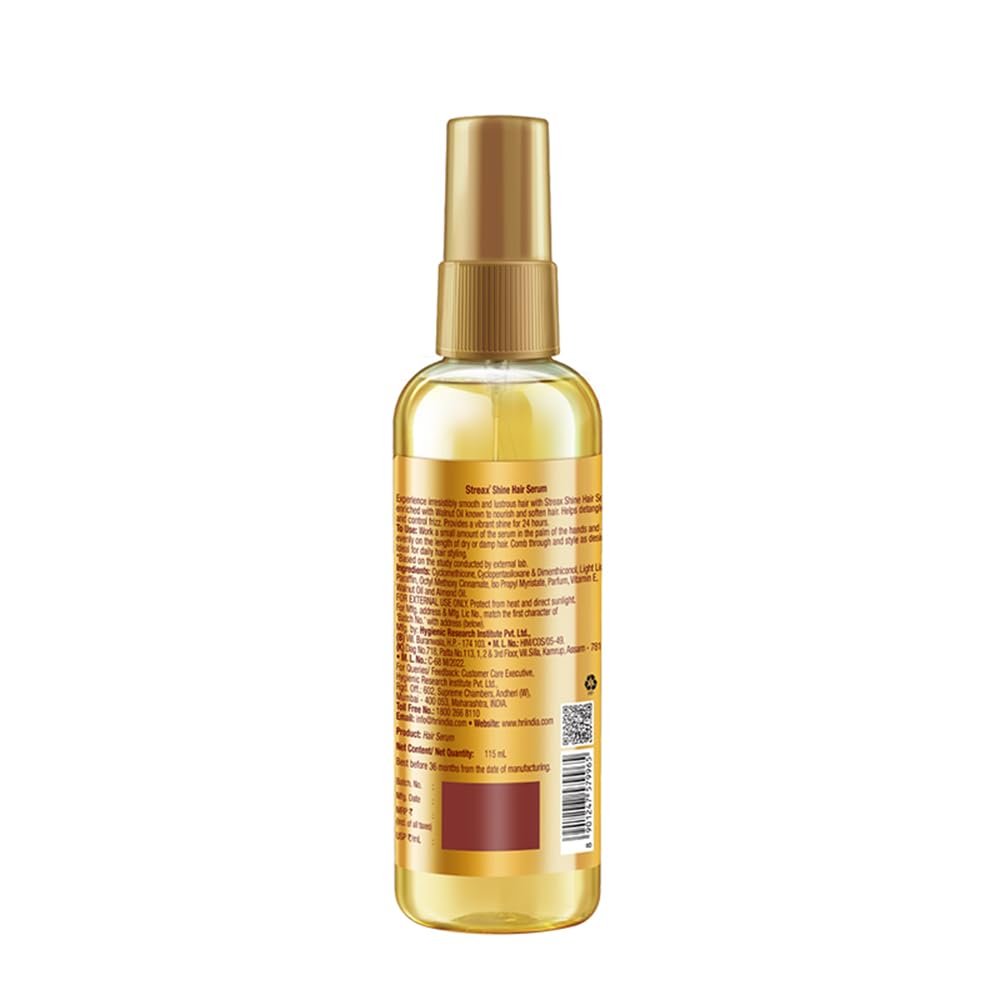 Sérum Streax con aceite de nuez para cabello suave y manejable.