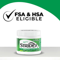 Limpieza facial suave con Stridex Sensitive Aloe para piel sensible.