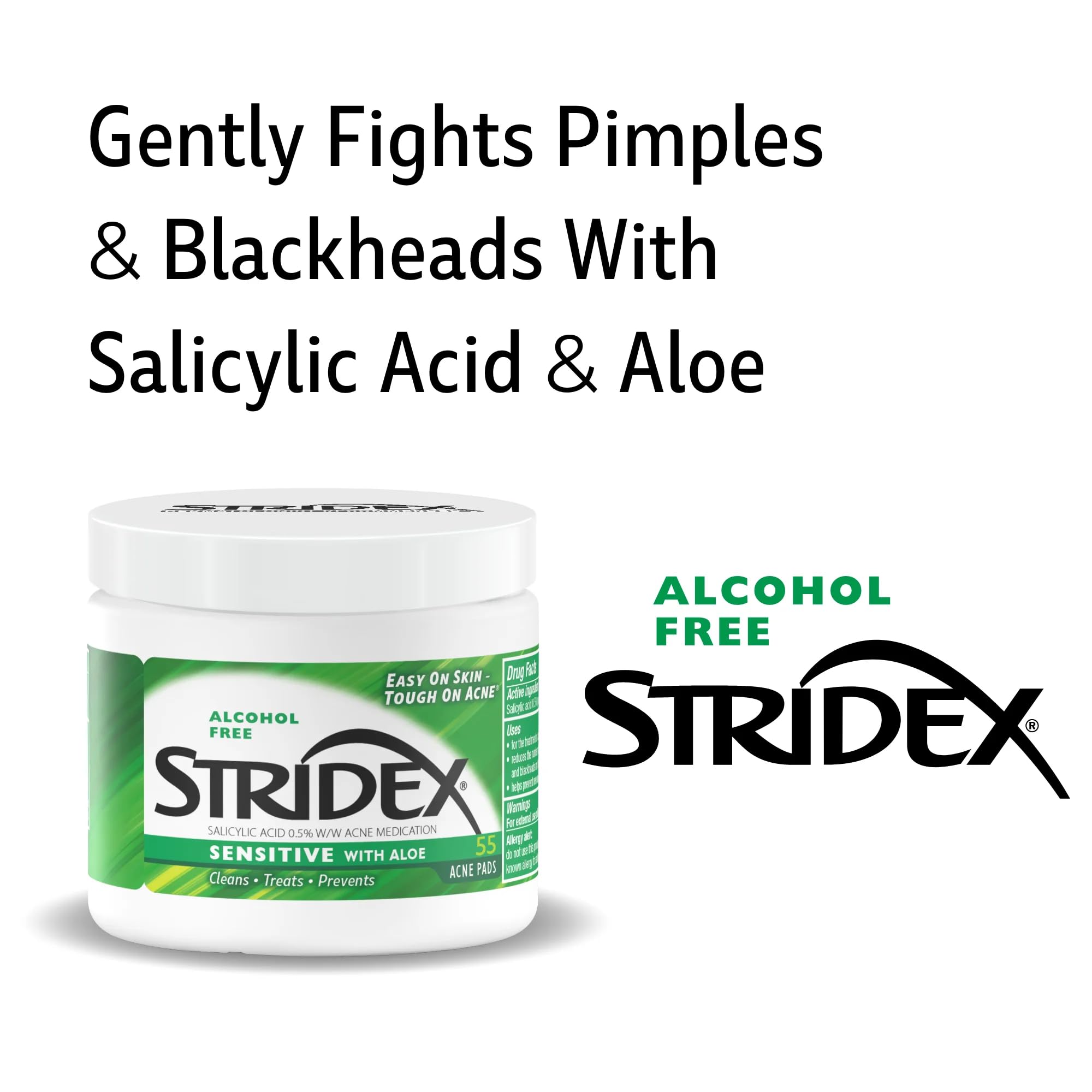 Textura suave Stridex Sensitive Aloe para uso cómodo y suave.
