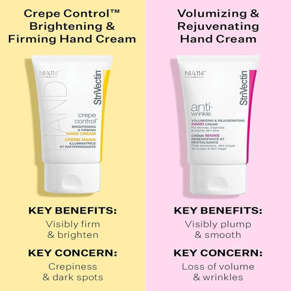 StriVectin Crepe Control, aplicación en la mano para una piel más firme.