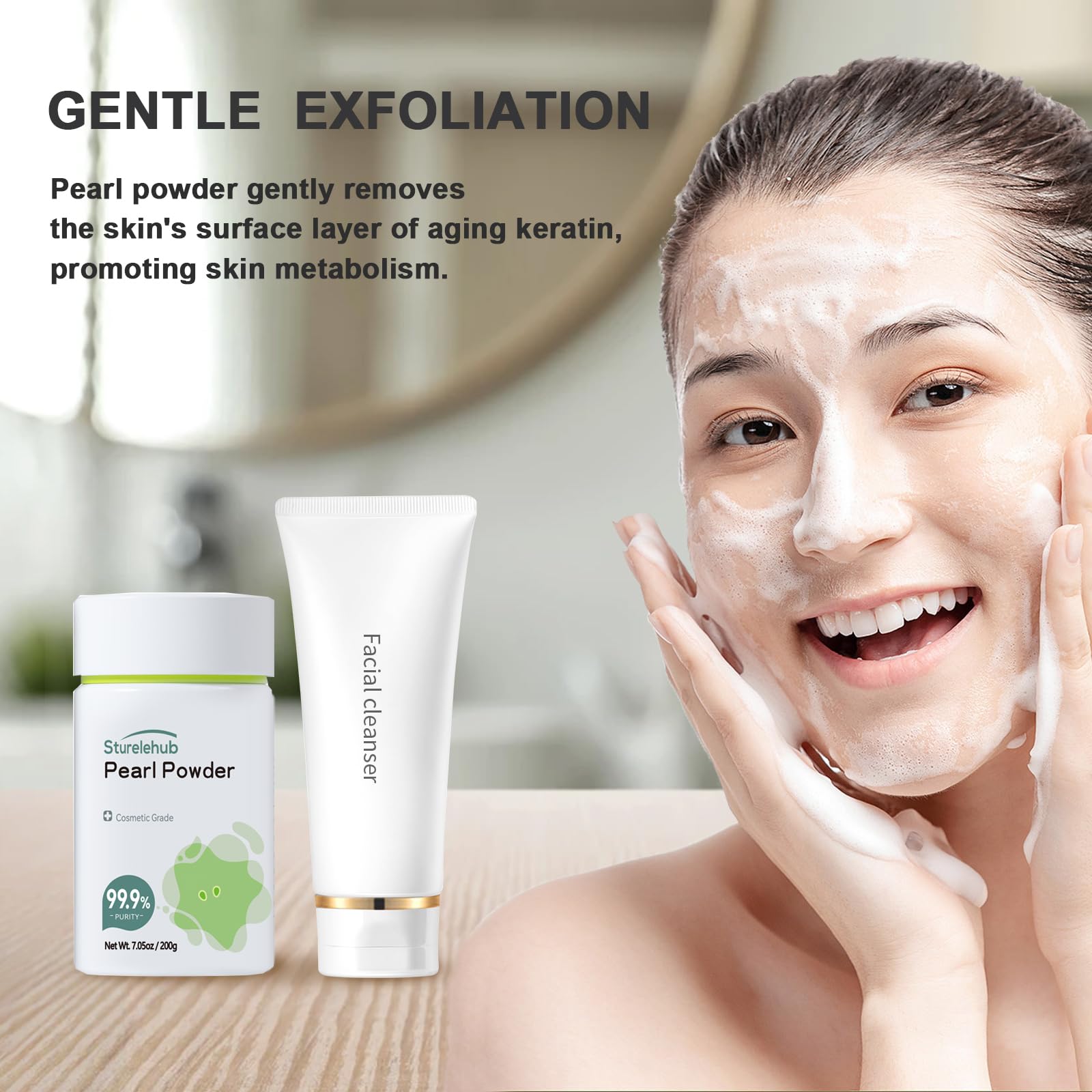 Sturelehub polvo de perla orgánico para serum, cuidado diario