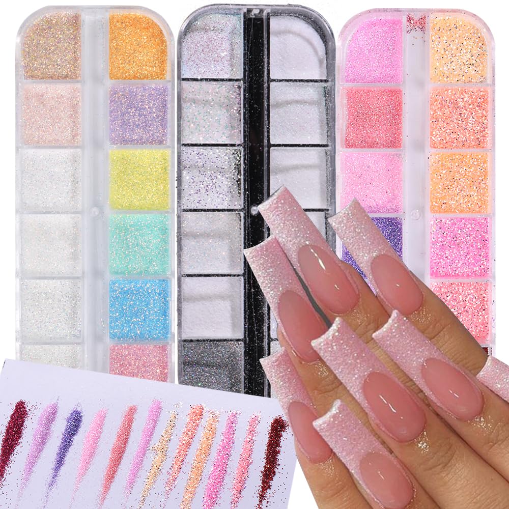 STZPRONAIL polvo brillo azúcar: 36 colores para uñas brillantes.