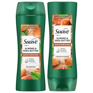 Shampoo Suave con almendra y manteca, botella visible para hidratación diaria.
