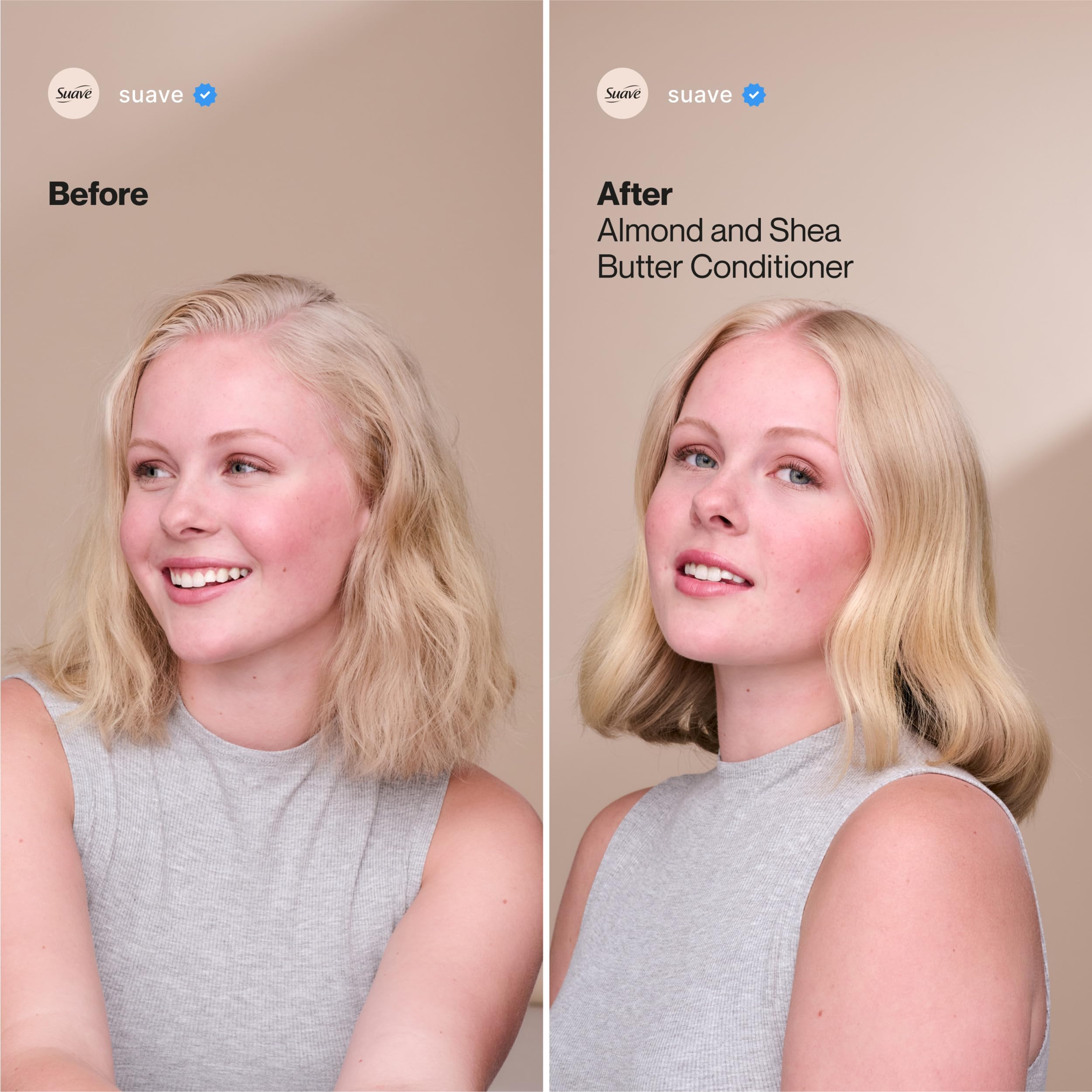 Ingredientes de almendra y karité nutren el cabello para mayor suavidad.