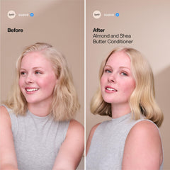 Ingredientes de almendra y karité nutren el cabello para mayor suavidad.