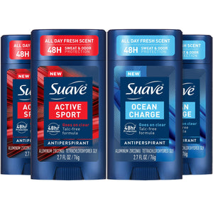 Suave antitranspirante activo deportivo 4-pack: protección duradera para días activos