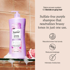 Suave Bonding Infusion: cabello rubio, neutraliza tonos amarillentos para brillo natural.