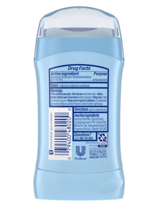 Suave desodorante para mujeres, protección 48 horas contra olor y humedad