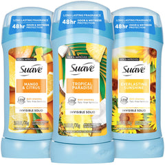 Suave Tropical Paradise desodorante en empaque para viajes, uso diario