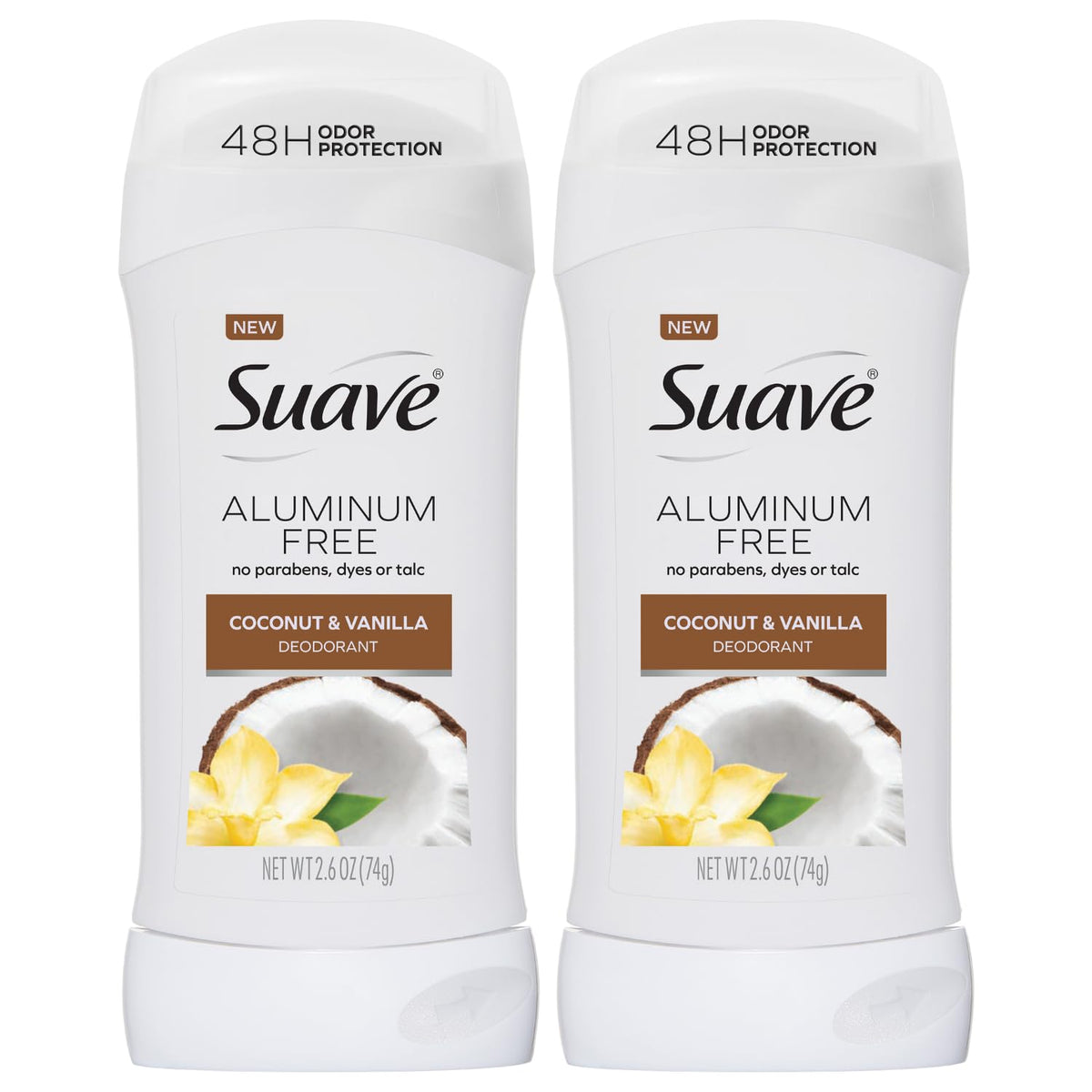Desodorante Suave dos-pack, empaque visible, protección diaria sin aluminio.