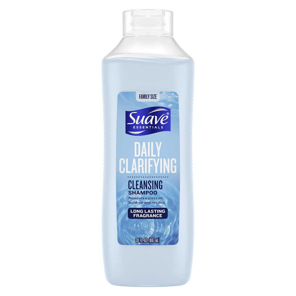 Suave Essentials champú clarificante diario, bote: limpieza profunda suave para cabello normal a graso.