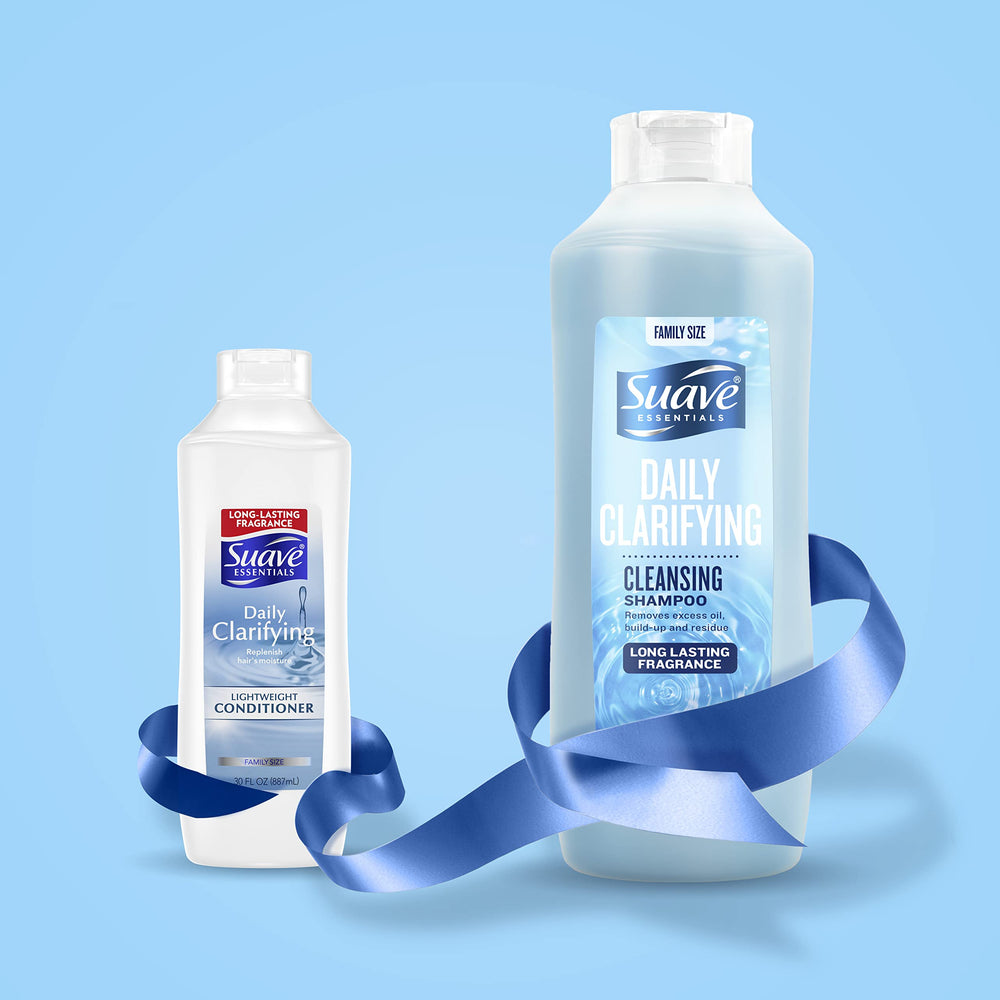Suave Essentials champú clarificante, limpieza profunda: cabello limpio y ligero.