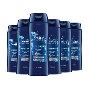 Suave Men: botella de limpieza para rostro y cuerpo, sensación fresca diaria.