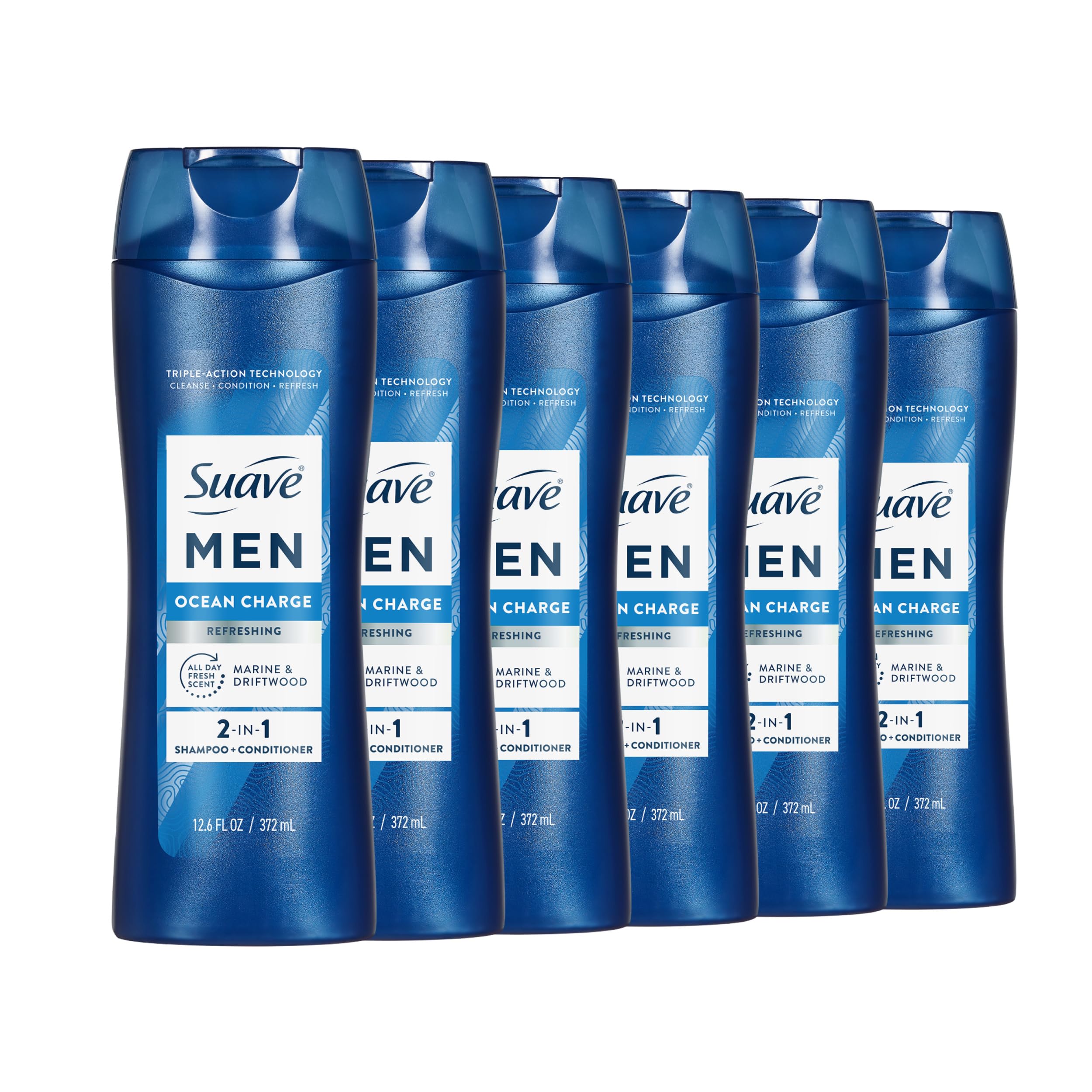 Suave Men Ocean Charge, botella, limpieza suave para uso diario.