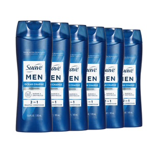 Suave Men Ocean Charge, botella, limpieza suave para uso diario.
