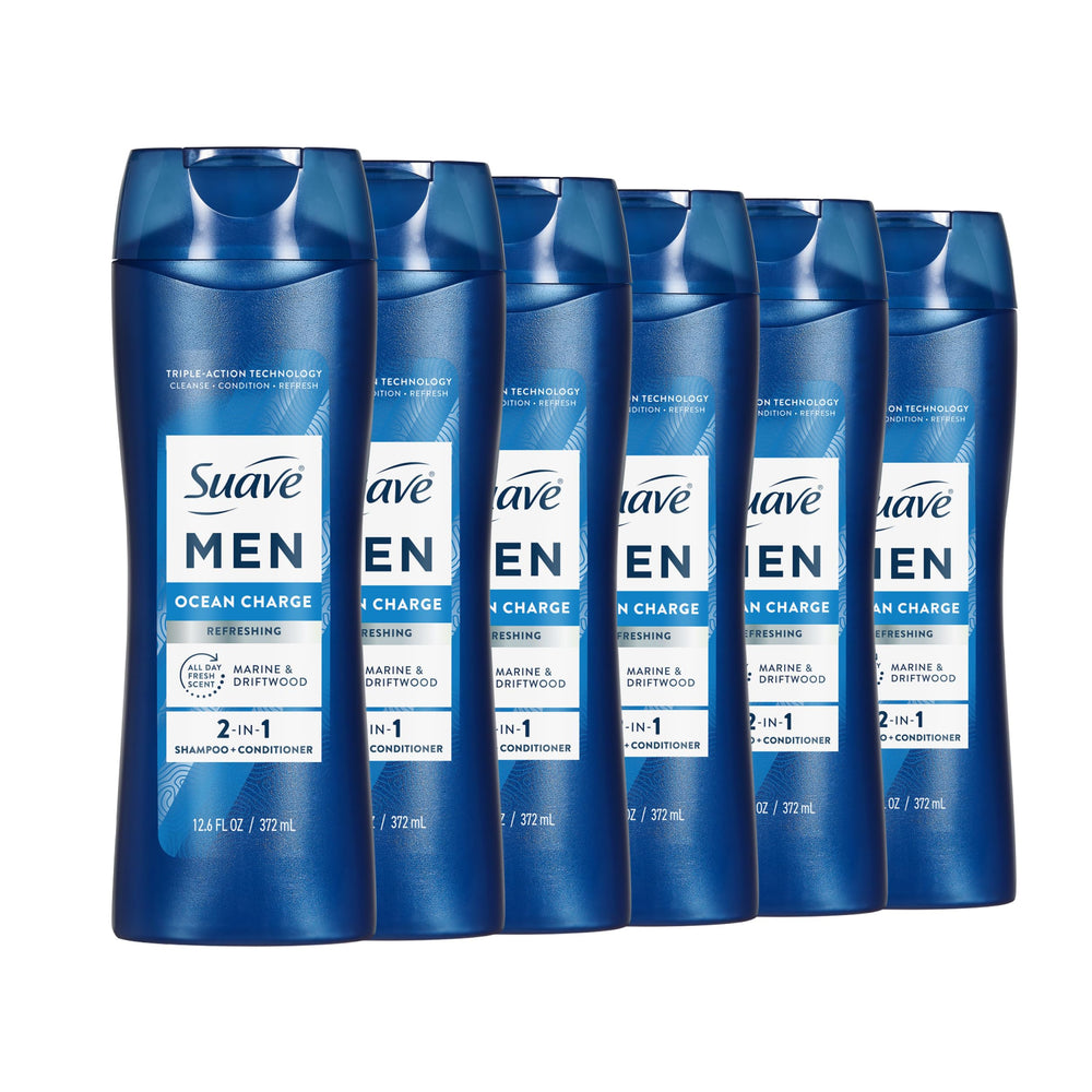 Suave Men Ocean Charge, botella, limpieza suave para uso diario.