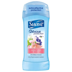 Suave Invis SLD Dulce guisante y violeta, barra desodorante invisible con protección duradera y sin manchas.