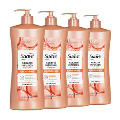 Suave Keratin Infusion Champú Frizz 48 Horas para cabello liso y manejable.