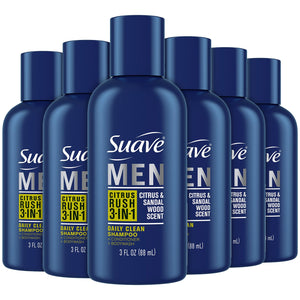 Suave Men 3-en-1 Citrus Rush pack viaje de seis, solución todo en uno para viajar.