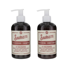 Suavecito Champú Engrosante: botella, promueve salud del cuero cabelludo.