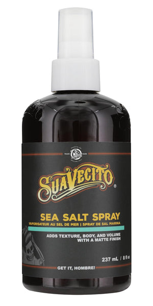 Suavecito Spray de Sal Marina: botella visible, favorece un look natural y desenfadado.