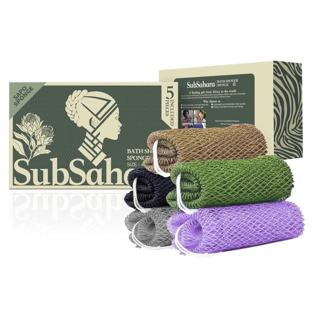 Subsahara esponja net africana autentica 5unidades, exfoliación suave para cuerpo