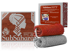 Esponja de red africana auténtica SubSahara en gris y óxido, perfecta para exfoliar suavemente.