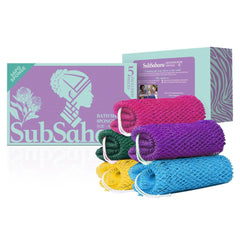 SubSahara esponja de red africana auténtica, juego de 5 piezas para baño suave.