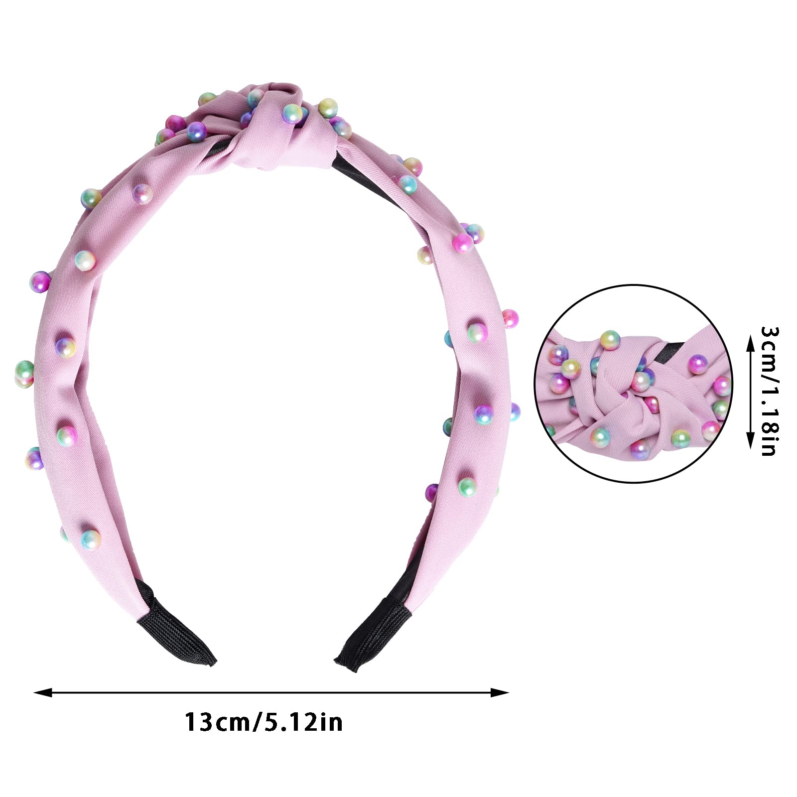 Diadema Sucrain de perlas azules con nudo, mantiene el cabello ordenado.