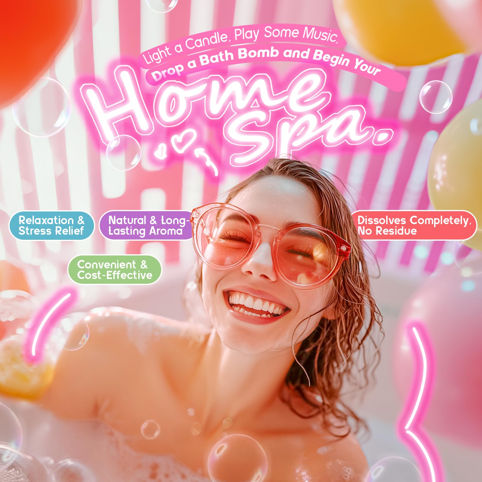 Detalle de bomba de baño rosa con diseño elegante de pétalos