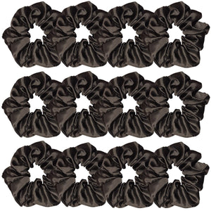 Sufermoe gomas satin negro 12 piezas para peinados variados.