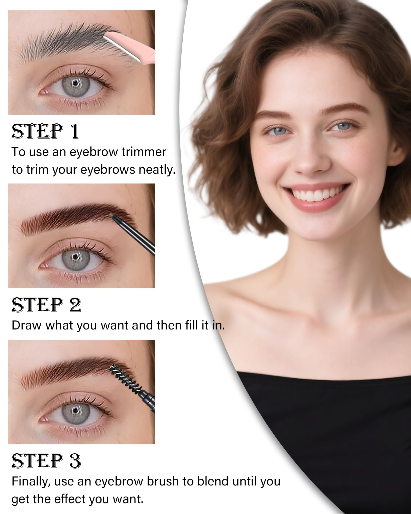 SUMEITANG cepillo cejas spoolie, difumina y peina para acabado profesional.