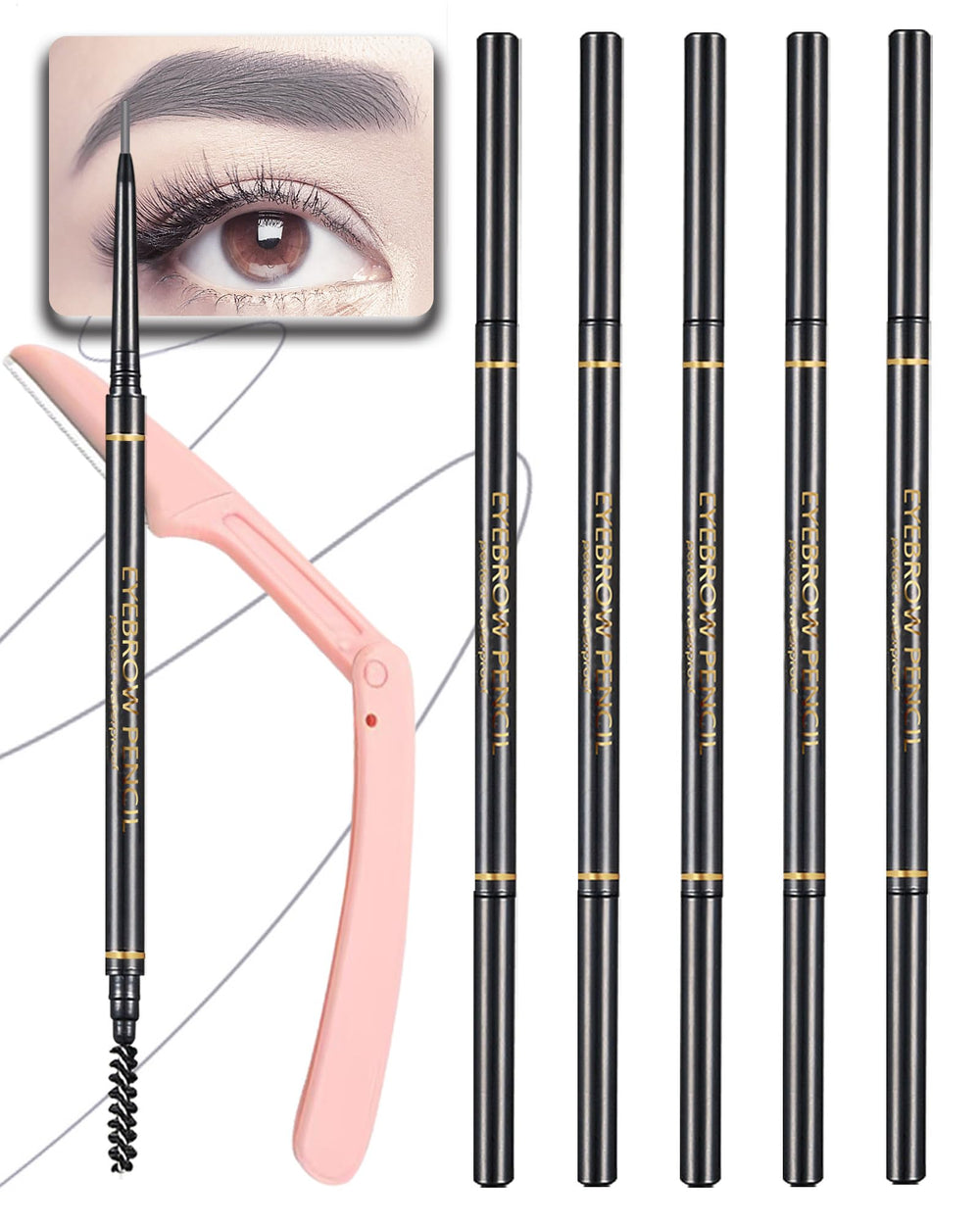 Lápiz de cejas SUMEITANG, kit de seis para definir cejas con precisión.