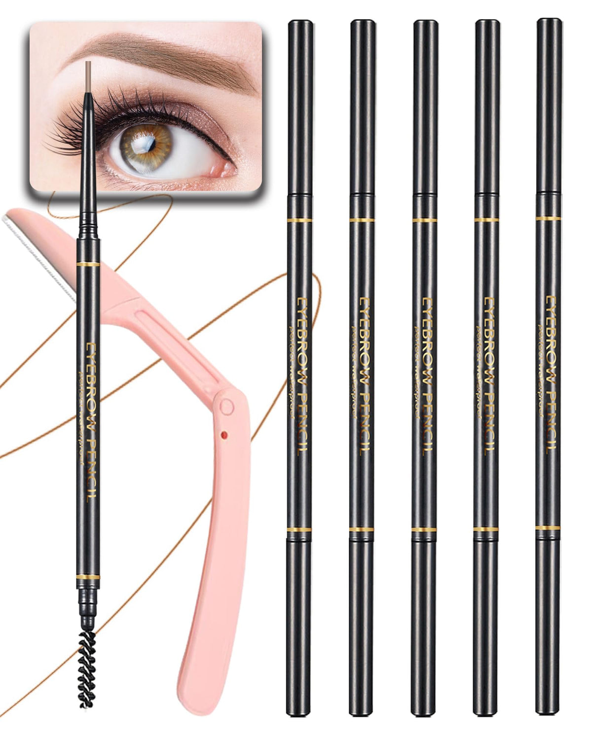 SUMEITANG lápiz cejas medio marrón, trazos suaves para un look natural.