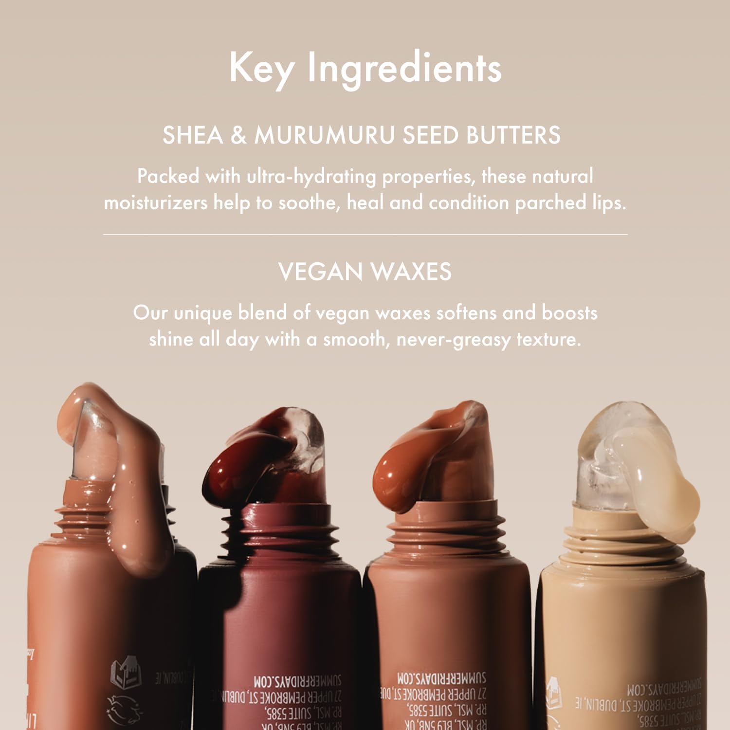Ingredientes veganos manteca de karité y murumurú para cuidado nutritivo.