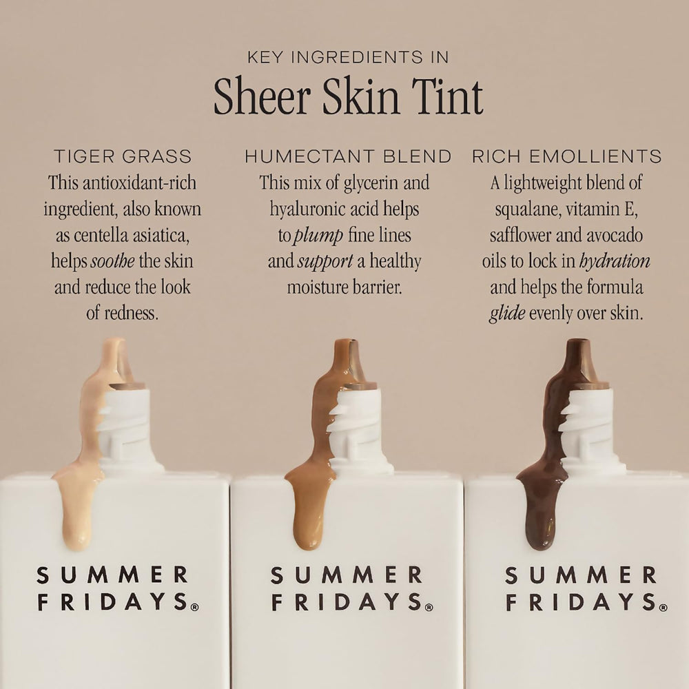 Cobertura translúcida de Summer Fridays Sheer Skin Tint en piel real.