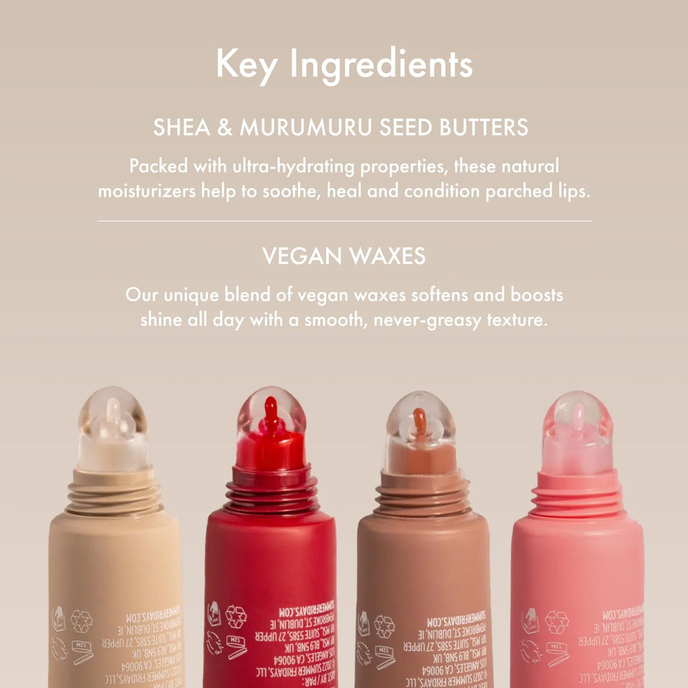Close-up of smooth, non-greasy finish from Cherry lip butter