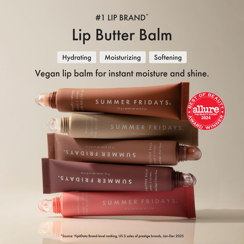 Summer Fridays vegan shea and murumuru formula provides conditioning for dry lips.