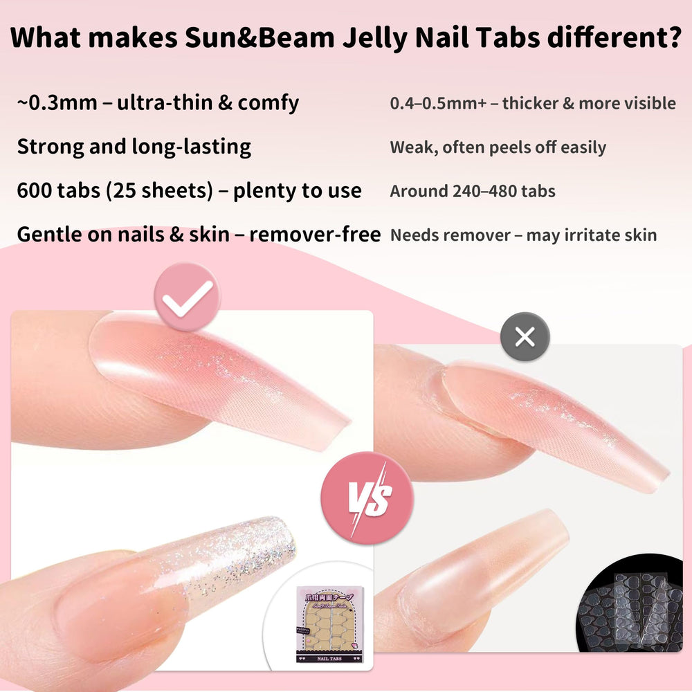 Sun&Beam Nails: 25 hojas con 24 piezas cada una, 600 piezas totales.