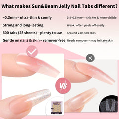 Sun&Beam Nails: 25 hojas con 24 piezas cada una, 600 piezas totales.