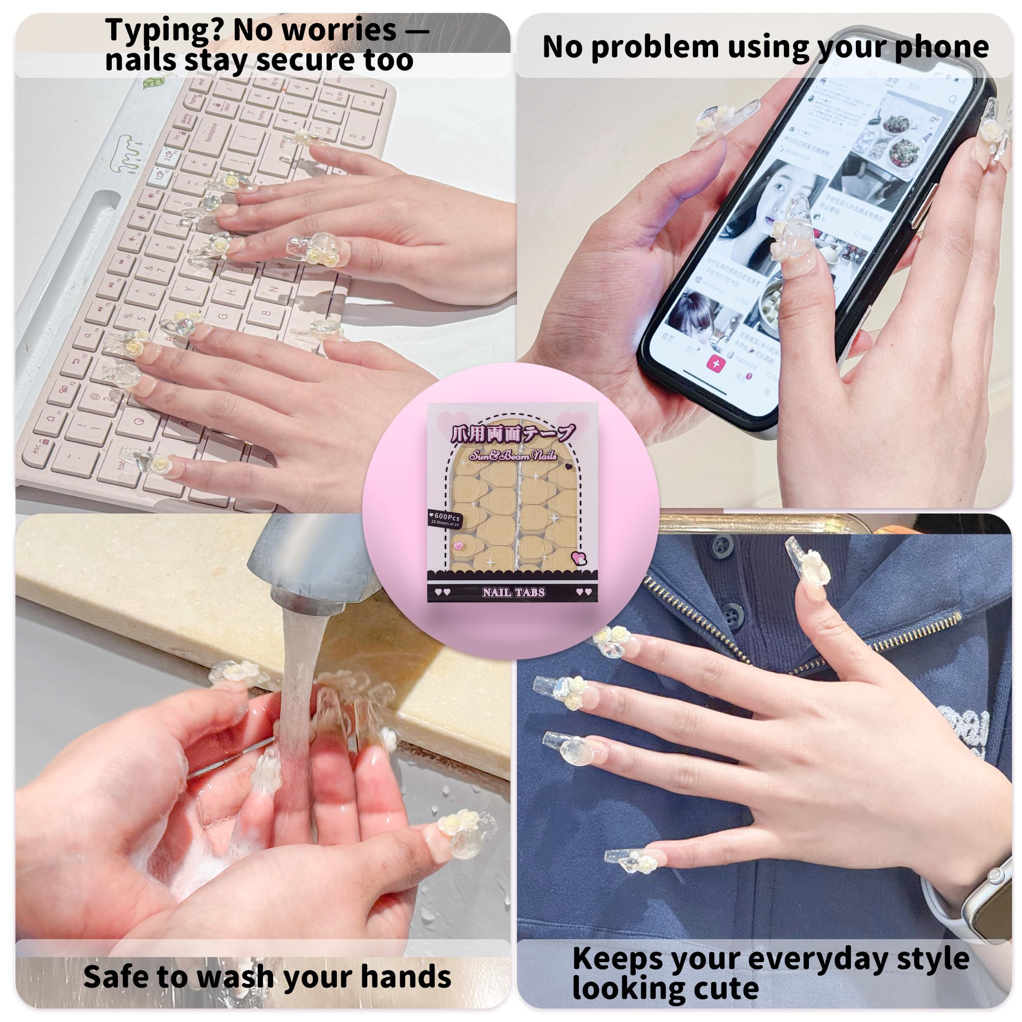 Sun&Beam Nails: conjunto completo para fijación duradera de uñas postizas.