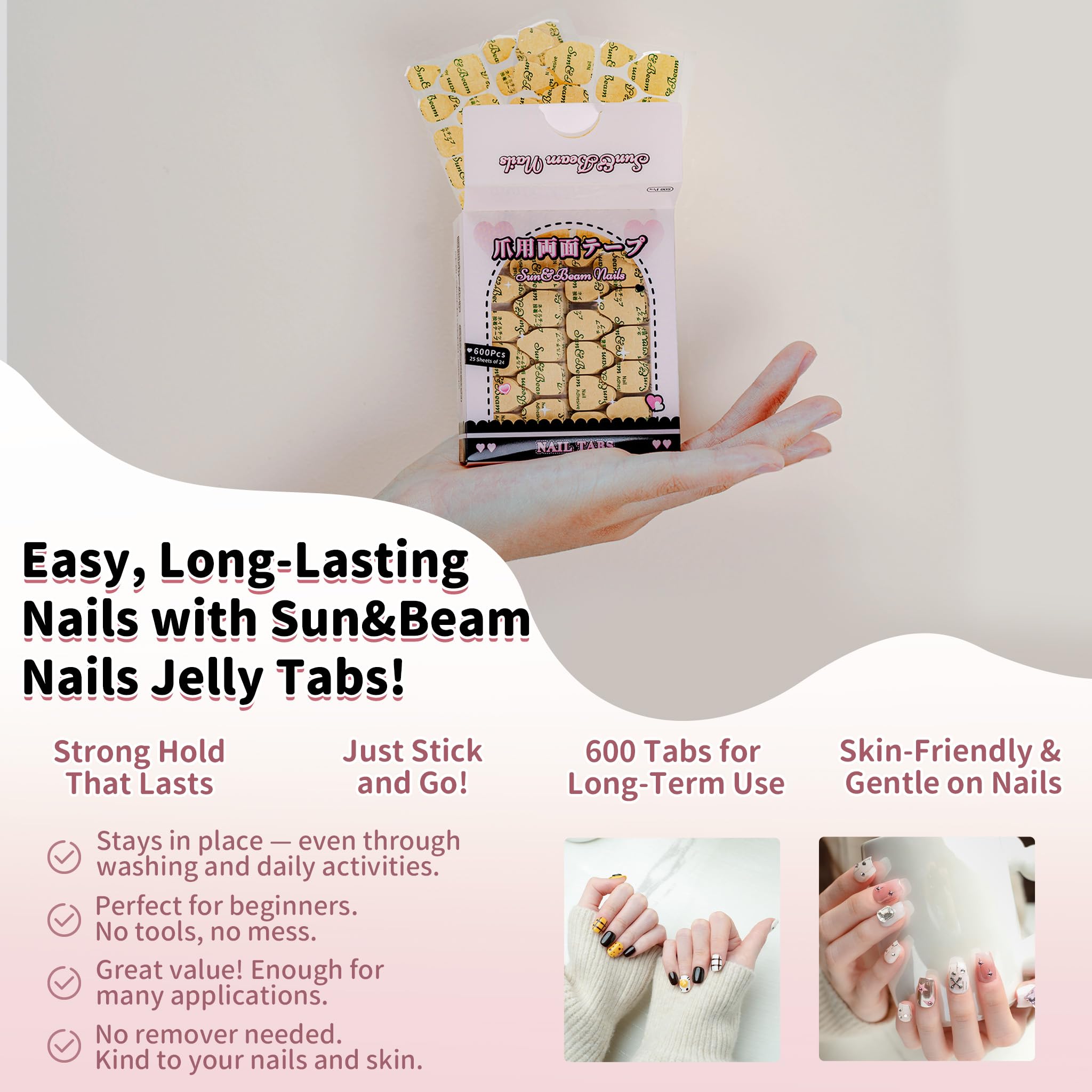 Sun&Beam Nails: 12 tallas en cada hoja para ajuste perfecto.