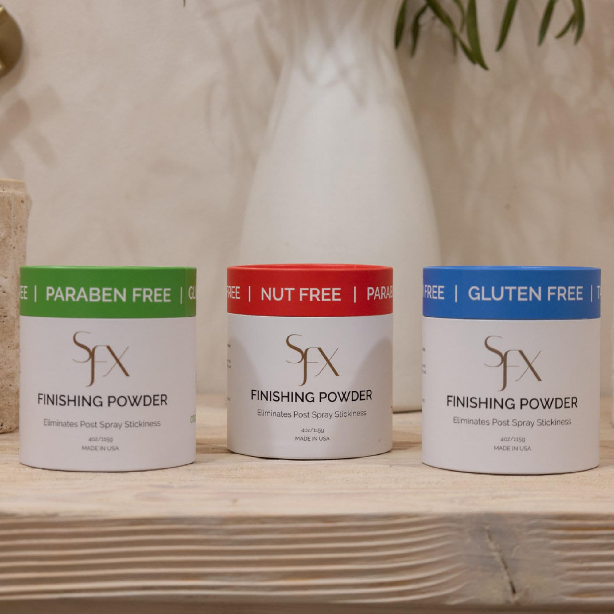 SunFX Sin talco, vegano y libre de gluten para piel suave.