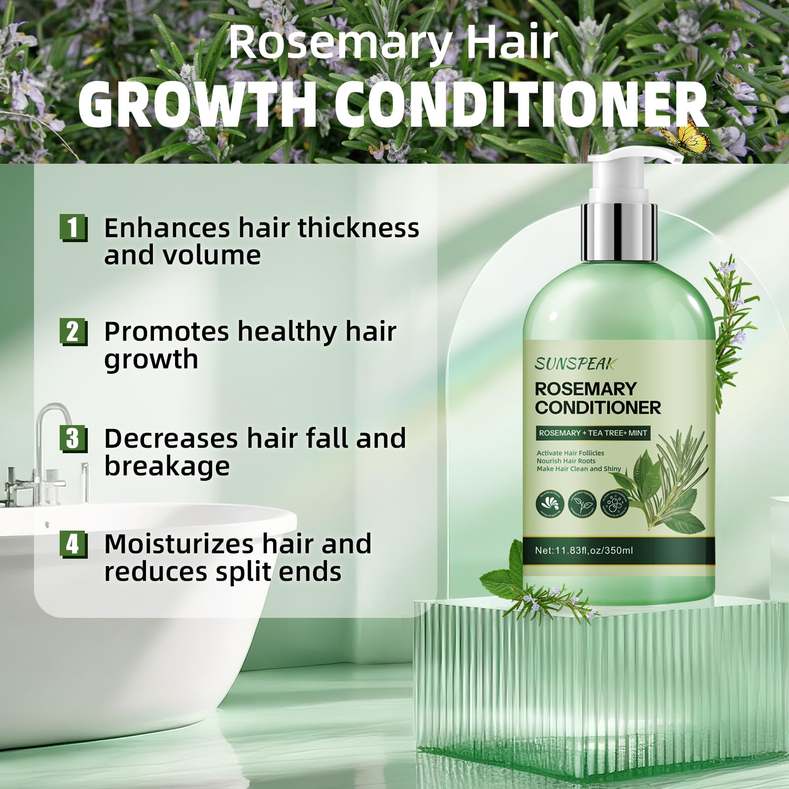 Sunspeak Rosemary Conditioner biotina, ingredientes clave para nutrición capilar