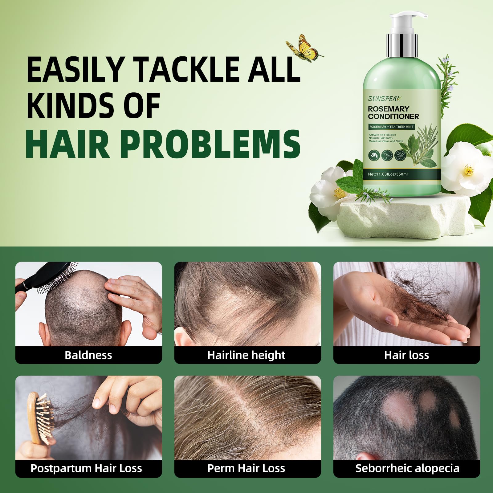Sunspeak Rosemary Conditioner cabello suave y brillante tras la aplicación