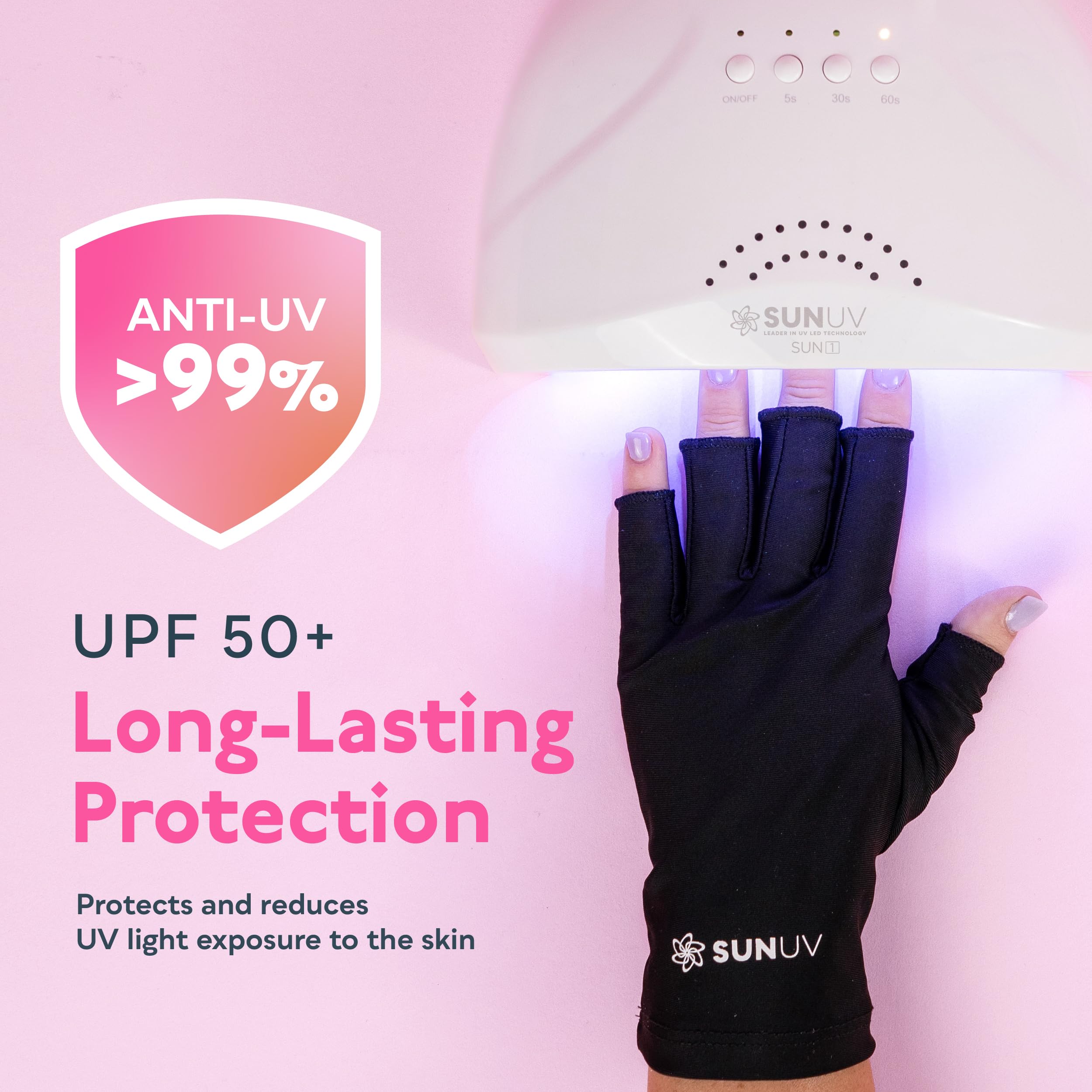 SUNUV guantes UV dedo libre ofrecen mayor flexibilidad durante la gel mani.