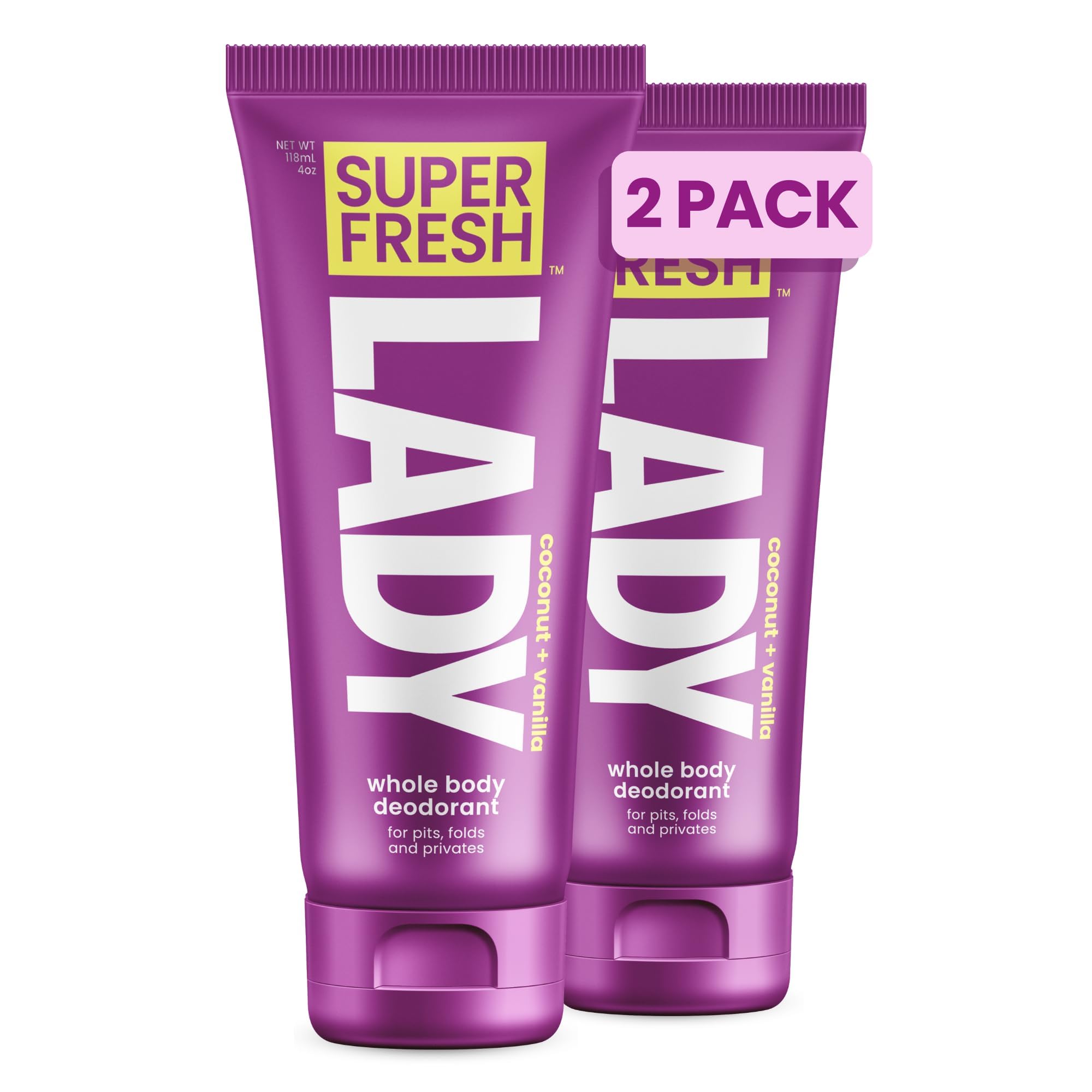 Super & Fresh Co. Lady Parts, empaque doble de tubos, uso diario sin aluminio.