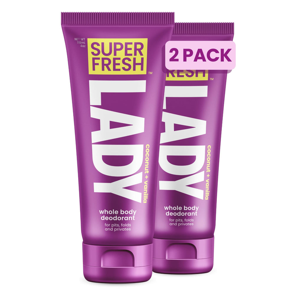 Super & Fresh Co. Lady Parts, empaque doble de tubos, uso diario sin aluminio.