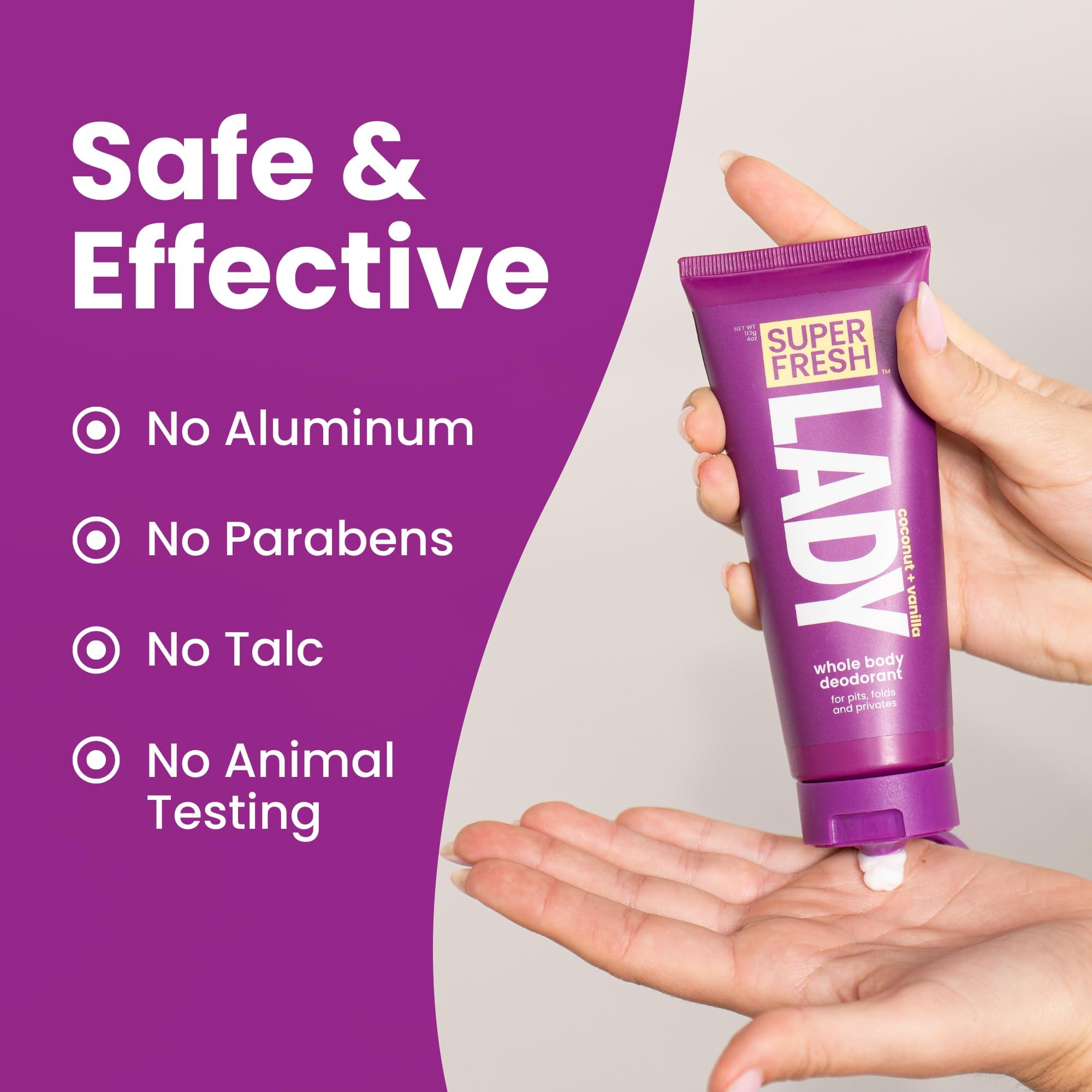 Producido en Estados Unidos: Super & Fresh Co. Lady Parts brinda frescura diaria.