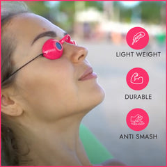 Super Sunnies protección ocular para tratamientos de luz roja con versatilidad.